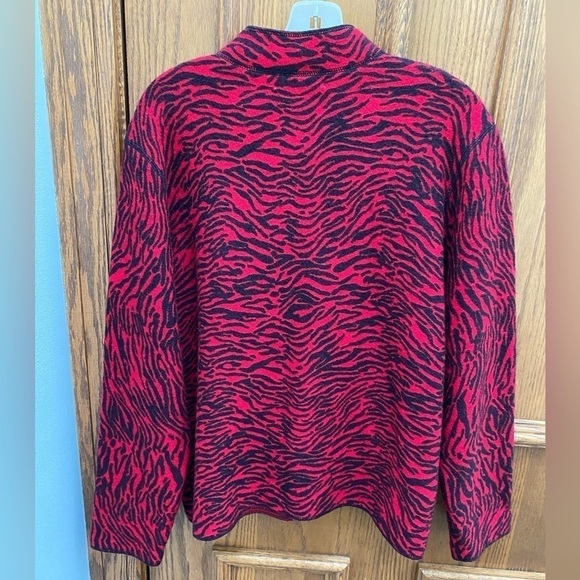 JM Collection Zebra Red Print Wool Jacket Size Medium - Picture 2 of 5